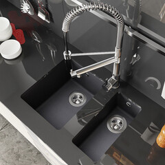 Мойка для кухни Florentina Вега 300 34х42х20 см врезная кварц черная - фото 2