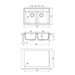 Мойка для кухни Dr.Gans Астра 780 78х51х20 см врезная искусственный камень черная - фото 2