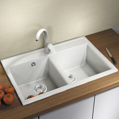 Мойка для кухни Dr.Gans Астра 780 78х51х20 см врезная искусственный камень белая - фото 3