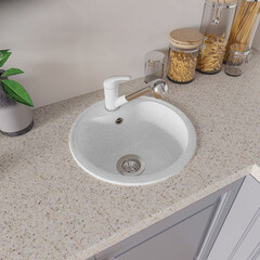 Мойка для кухни Dr.Gans Дора d43,5х20 см врезная искусственный камень белая - фото 3