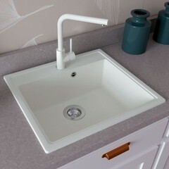 Мойка для кухни Dr.Gans Ника 570 57х51х20 см врезная искусственный камень белая - фото 3