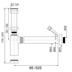 Сифон для раковины Wirquin Black Touch 1 1/4х32 мм без выпуска с соединением 40 мм черный (30724757) - фото 3