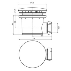 Сифон для душевого поддона Wirquin Black Touch 1 1/2х40 мм проточный с выпуском d90 мм с соединением 40/50 мм (30120734) - фото 2
