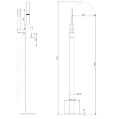 Смеситель для ванны напольный Abber Wasserfall хром однорычажный с лейкой (AF8615) - фото 2