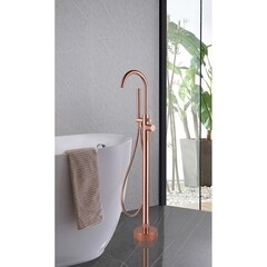 Смеситель для ванны напольный Abber Wasser Kreis розовое золото однорычажный с лейкой (AF8115RG) - фото 3