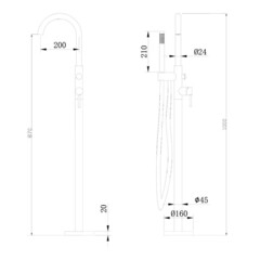 Смеситель для ванны напольный Abber Wasser Kreis черный матовый однорычажный с лейкой (AF8115B) - фото 2