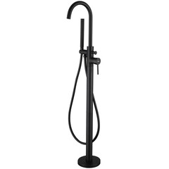 Смеситель для ванны напольный Abber Wasser Kreis черный матовый однорычажный с лейкой (AF8115B)