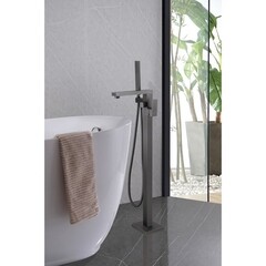 Смеситель для ванны напольный Abber Daheim никель однорычажный с лейкой (AF8215NG) - фото 3