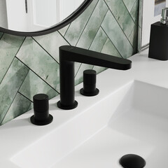 Смеситель для раковины встраиваемый WasserKraft Fulda двухвентильный черный (5235) - фото 5