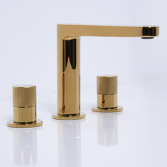 Смеситель для раковины встраиваемый WasserKraft Ems двухвентильный золото (7635) - фото 14