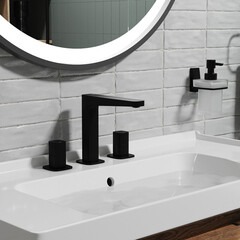 Смеситель для раковины встраиваемый WasserKraft Nuthe двухвентильный черный (9135) - фото 5