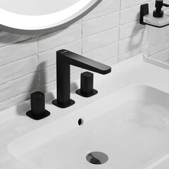 Смеситель для раковины встраиваемый WasserKraft Nuthe двухвентильный черный (9135) - фото 3