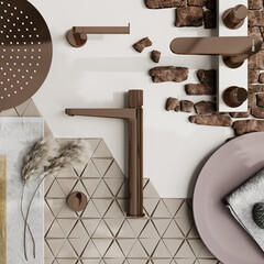 Смеситель для раковины встраиваемый WasserKraft Paar двухвентильный розовое золото (8835) - фото 5