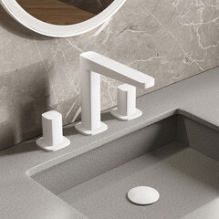 Смеситель для раковины встраиваемый WasserKraft Saale двухвентильный белый (9535) - фото 3