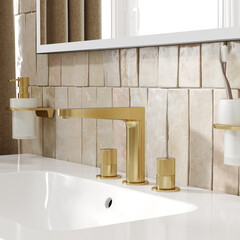 Смеситель для раковины встраиваемый WasserKraft Schunter двухвентильный золото (8235) - фото 2