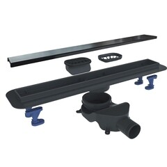 Изображение товара Лоток душевой BelBagno Luce с комбинированным затвором 800х130 мм d50 мм решетка из нержавеющей стали (BB-LD-LUCE-80-NERO)