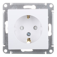 Изображение товара Розетка Systeme Electric AtlasDesign встраиваемая белая со шторками (ATN000145)