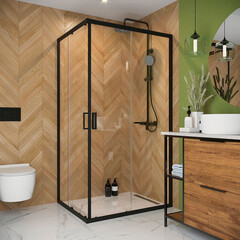Душевой уголок Domani-Spa Cube V108 черный 100х80х190 см прямоугольник стекло прозрачное 5 мм (DS04CbV108L0Cl00.Gt-Black) - фото 8
