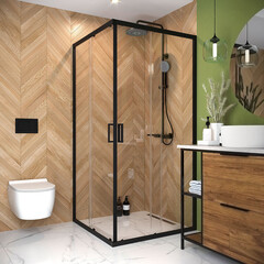 Душевой уголок Domani-Spa Cube V110 графит 100х100х190 см квадрат стекло прозрачное 5 мм (DS04CbV110L0Cl00.Gt-Black) - фото 8