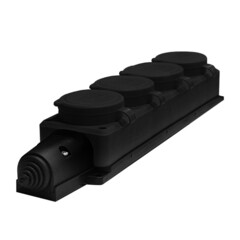 Розетка штепсельная UNIVersal четверная с заземлением IP44 черная - фото 6