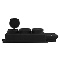 Розетка штепсельная UNIVersal тройная с заземлением IP44 черная - фото 6