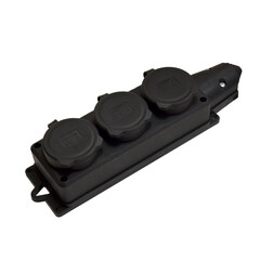 Розетка штепсельная UNIVersal тройная с заземлением IP44 черная - фото 5