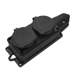 Розетка штепсельная UNIVersal двойная с заземлением IP44 черная - фото 3