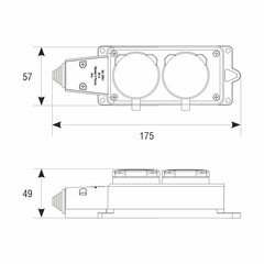 Розетка штепсельная UNIVersal двойная с заземлением IP44 черная - фото 2