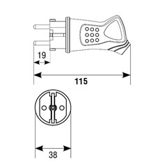 Вилка штепсельная UNIVersal с заземлением IP44 с ушком черная - фото 4