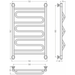 Полотенцесушитель водяной Сунержа Элегия+ 800х500 мм лесенка хром - фото 2