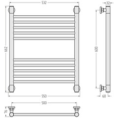 Полотенцесушитель водяной Сунержа Богема+ 600х500 мм лесенка хром - фото 3