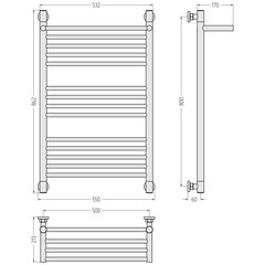 Полотенцесушитель водяной Сунержа Богема+ 800х500 мм лесенка с полкой хром - фото 3