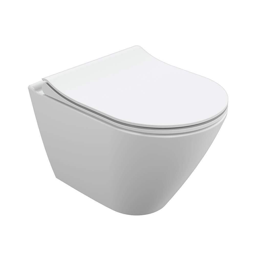 Изображение товара Подвесной безободковый унитаз модель 04 с сиденьем из дюропласта белый