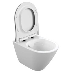 Унитаз подвесной сорт Коммерческий Модель 04 безободковый белый с сиденьем дюропласт микролифт (69221) - фото 5