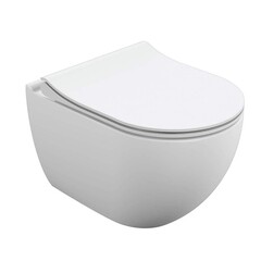 Унитаз подвесной сорт Коммерческий Модель 01 безободковый белый с сиденьем дюропласт микролифт (68366) - фото 1