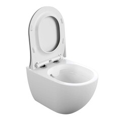 Унитаз подвесной сорт Коммерческий Модель 01 безободковый белый с сиденьем дюропласт микролифт (68366) - фото 5