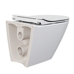 Унитаз подвесной сорт Коммерческий Модель 02 безободковый белый с сиденьем дюропласт микролифт (68367) - фото 4