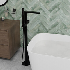 Смеситель для ванны напольный WasserKraft Fulda 5200 черный однорычажный с лейкой (5221) - фото 5