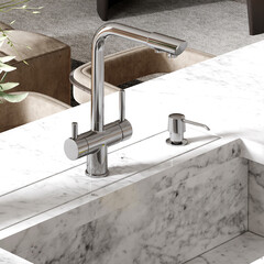 Смеситель для кухни WasserKraft хром с поворотным изливом с подключением к фильтру однорычажный (A8317) - фото 8