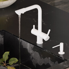 Смеситель для кухни WasserKraft белый с поворотным изливом с подключением к фильтру однорычажный (A8357) - фото 5