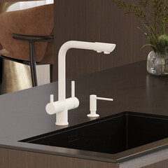 Смеситель для кухни WasserKraft белый с поворотным изливом с подключением к фильтру однорычажный (A8357) - фото 3