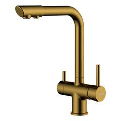 Смеситель для кухни WasserKraft золото с поворотным изливом с подключением к фильтру однорычажный (A8387) - фото 1
