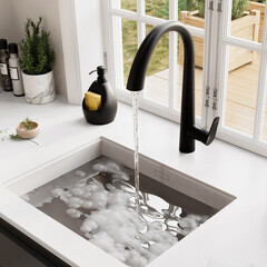 Смеситель для кухни WasserKraft черный с вытяжной лейкой однорычажный (A8667) - фото 3