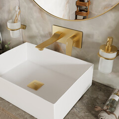 Смеситель для раковины встраиваемый WasserKraft Aisch однорычажный золото (5530) - фото 2