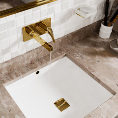 Смеситель для раковины встраиваемый WasserKraft Sauer однорычажный золото (7130) - фото 7