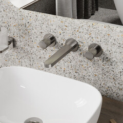 Смеситель для раковины встраиваемый WasserKraft Tauber двухвентильный никель (6445) - фото 5