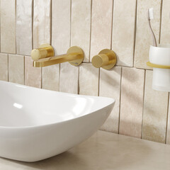 Смеситель для раковины встраиваемый WasserKraft Schunter двухвентильный золото (8245) - фото 5