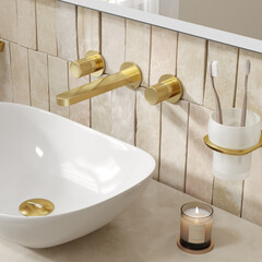 Смеситель для раковины встраиваемый WasserKraft Schunter двухвентильный золото (8245) - фото 4