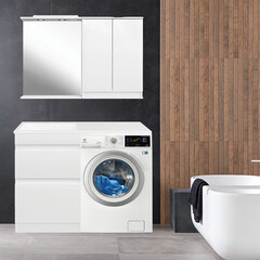 Тумба под раковину и стиральную машину АСБ-Мебель Альта 60 см белая (10255) - фото 3