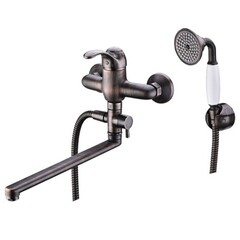 Смеситель для ванны WasserKraft Isar 1300 темная бронза однорычажный с длинным изливом с лейкой (1302L)